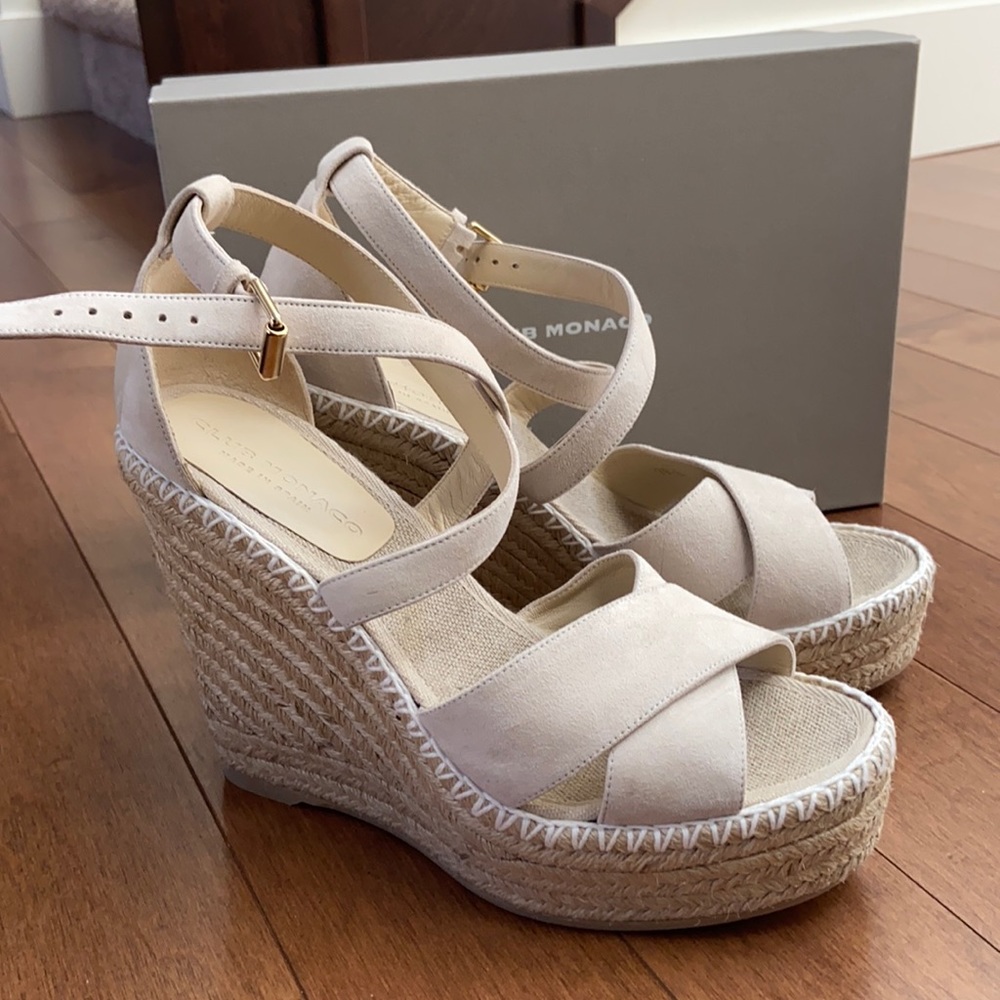 Club Monaco wedge suede sandals